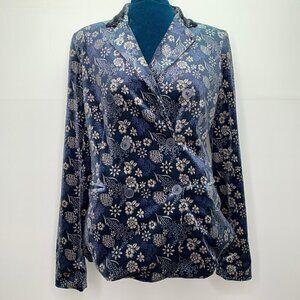 Carolina Belle Blazer Size XS Blue Velvet Floral NWT